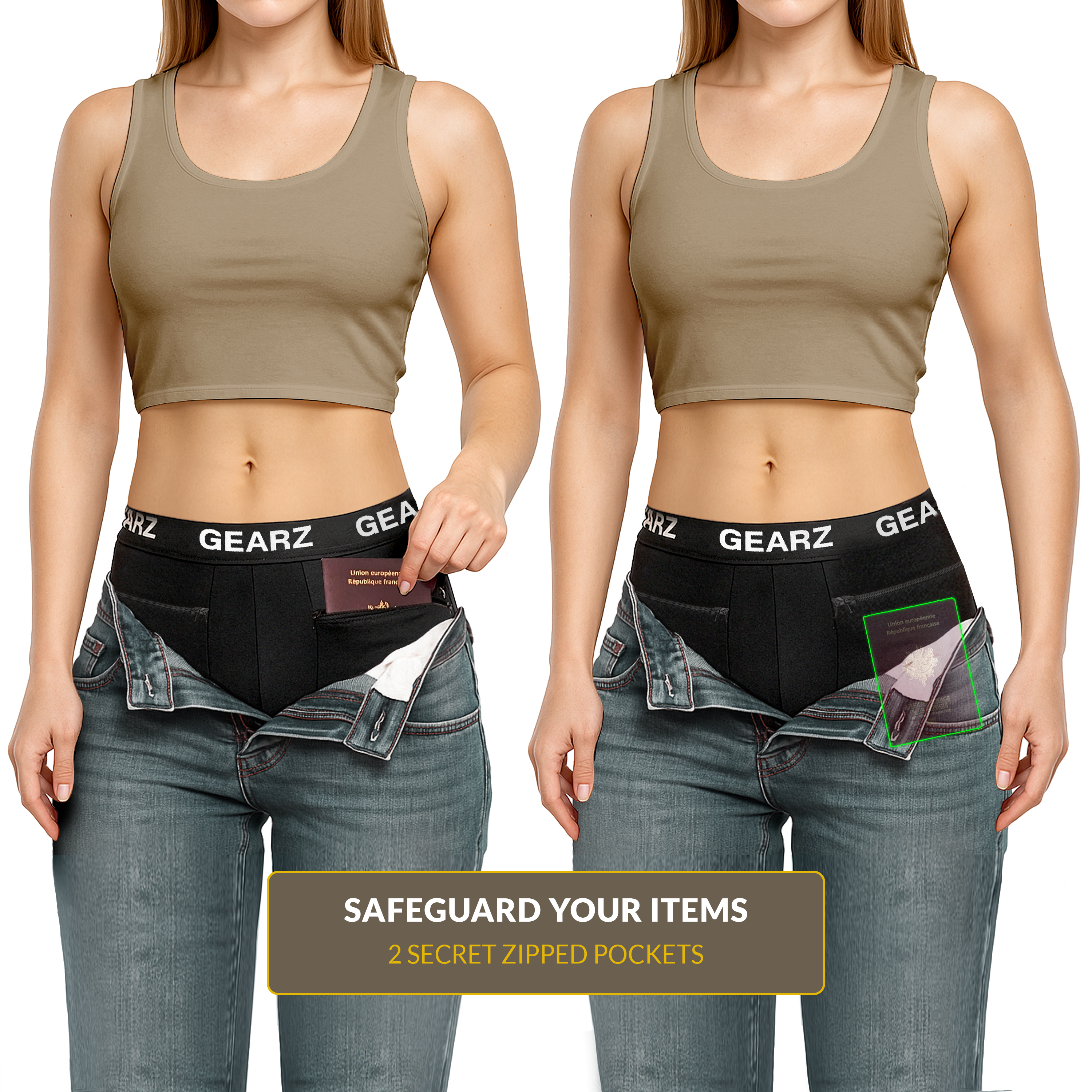 GEARZ Women’s Travel Panties – Hidden Pocket Underwear